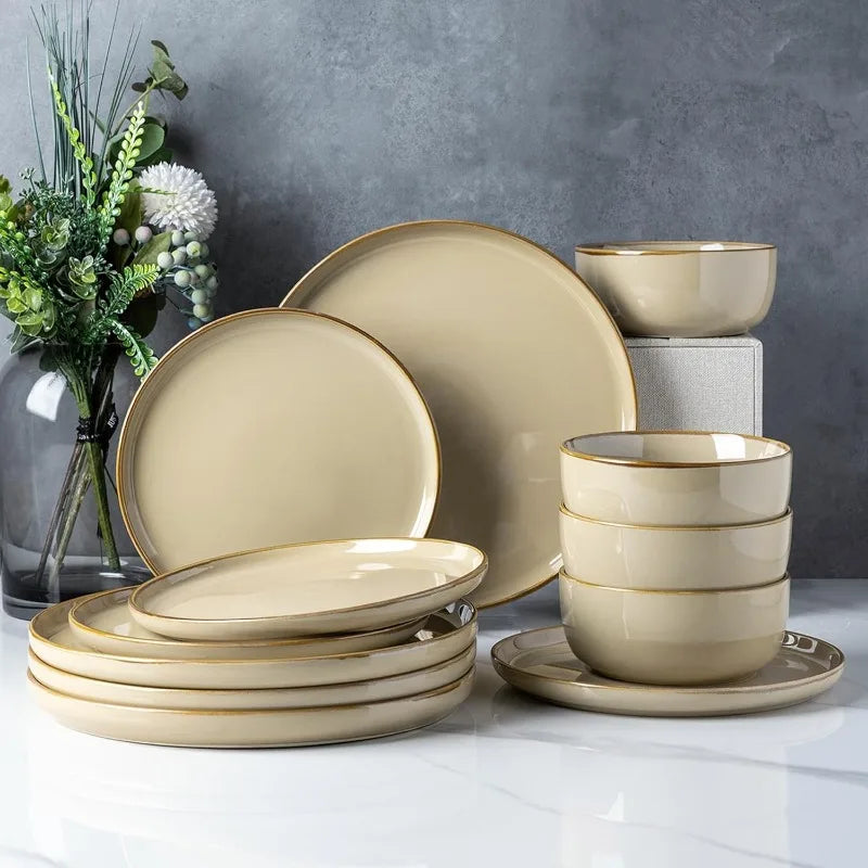 12-Piece Ceramic Dinnerware Set for 4