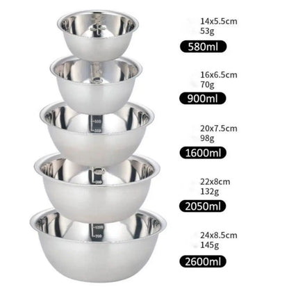 5 PCS Stainless Steel Mixing Bowls Set