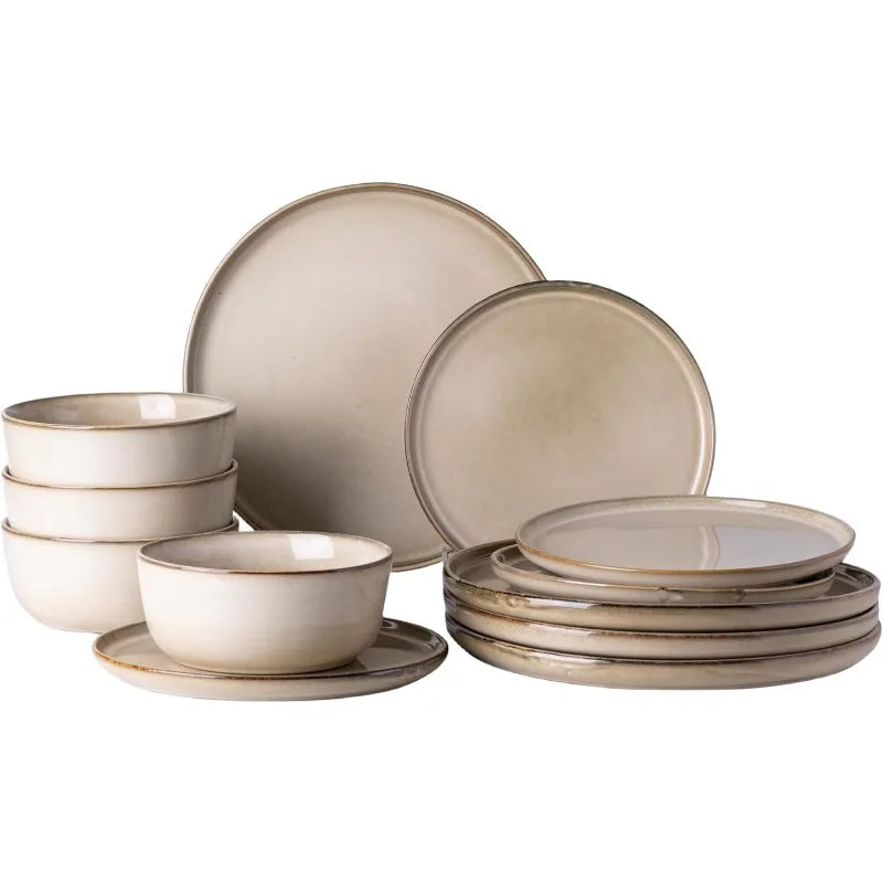 12-Piece Ceramic Dinnerware Set for 4