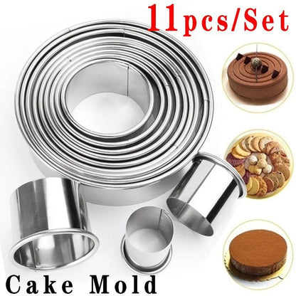 11-Piece DIY Pastry & Baking Stainless Steel Round Cookie Cutter Set