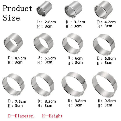 11-Piece DIY Pastry & Baking Stainless Steel Round Cookie Cutter Set