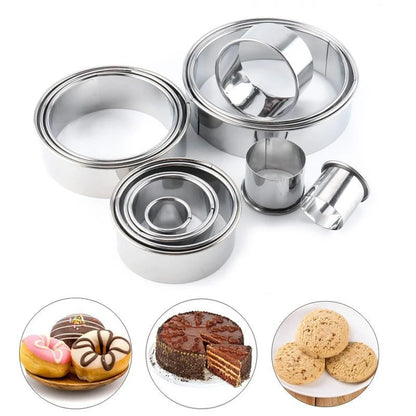 11-Piece DIY Pastry & Baking Stainless Steel Round Cookie Cutter Set